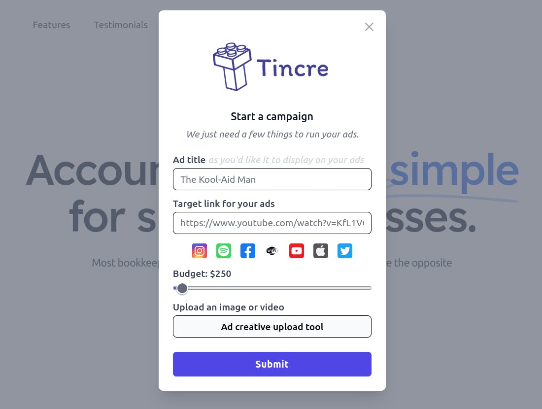 A screenshot of the promo-button React library from tincre.dev. Available on npm and a single yarn install away!
