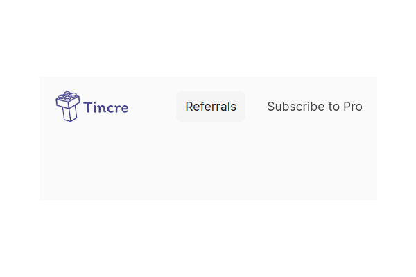 The header of the tincre.com dashboard showing the referrals button to click
